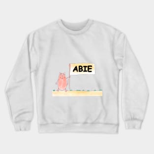 ABIE name. Personalized gift for birthday your friend. Cat character holding a banner Crewneck Sweatshirt